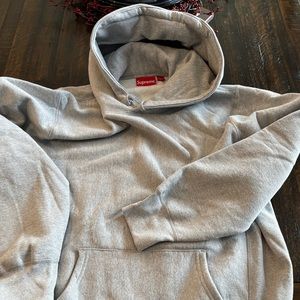 Supreme Hoodie - grey - classic script on hood
